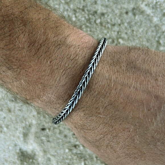Sterling Silver Braided Wheat Chain Bracelet - Picture 1 of 3